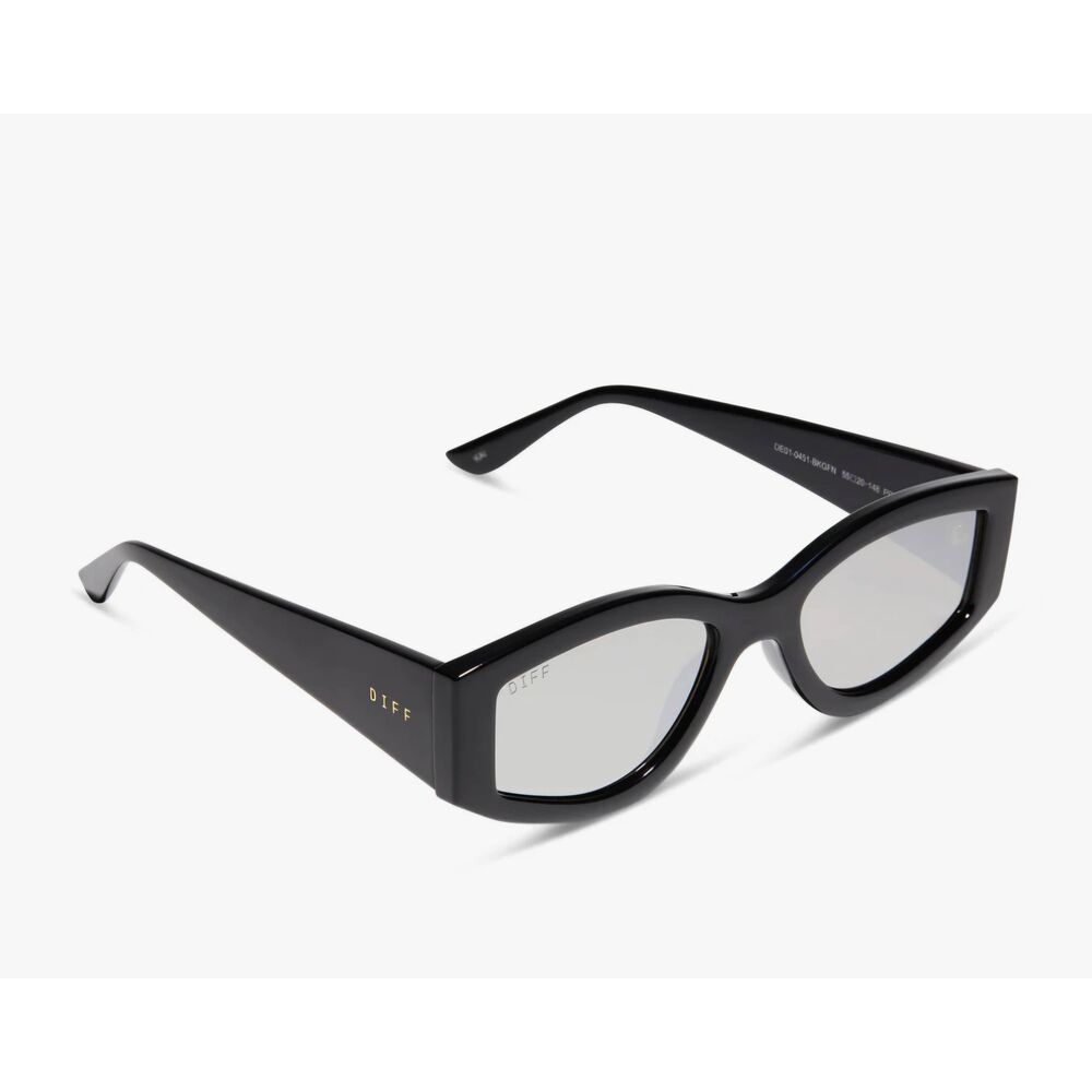 DIFF Eyewear Kai  Square Mirror  Sunglasses- Black